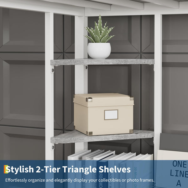 Twin Size Metal Loft Bed with Desk and Storage Shelves