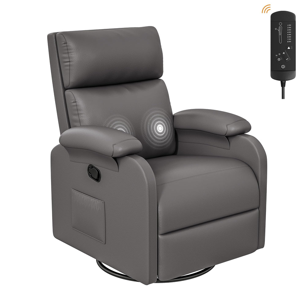 Swivel Rocking Recliner Chair with Massage & Adjustable Footrest