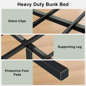 Twin Over Full Metal Bunk Bed with Guardrails