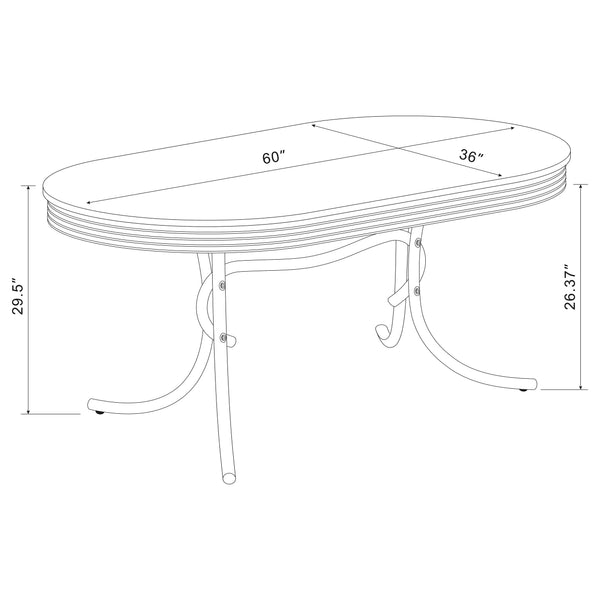 Oval Dining Table with Chrome Base – White, 60 Inch