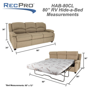80" RV Sleeper Sofa Loveseat with Memory Foam Mattress