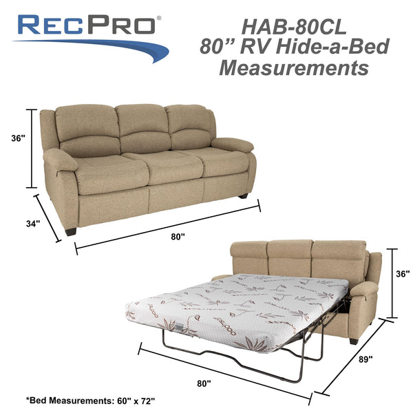 80" RV Sleeper Sofa Loveseat with Memory Foam Mattress