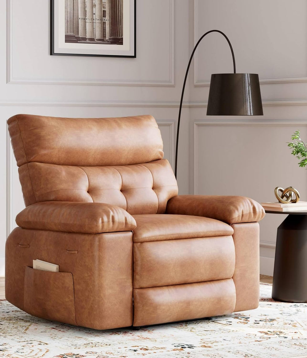 Oversized Recliner Chair with Footrest – 150° Wide Faux Leather Sofa Chair