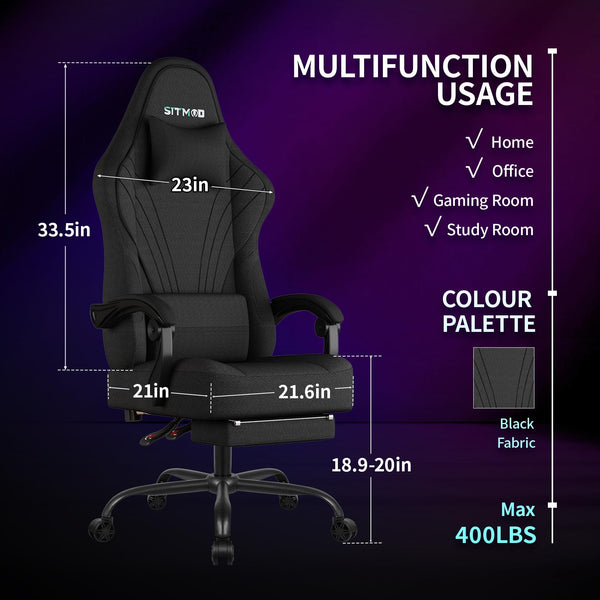 Big and Tall Ergonomic Gaming Chair with Footrest & Lumbar Support