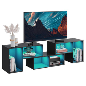 TV Stand with LED Strip, Modular Entertainment Center, 55–80" TVs
