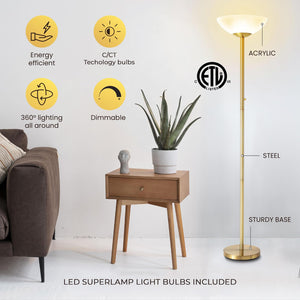 LED Floor Lamp – 10000 Lumen, Dimmable, 5 Color Temperatures
