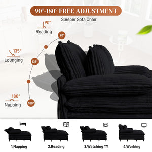 Oversized Indoor Chaise Lounge Chair with Adjustable Backrest