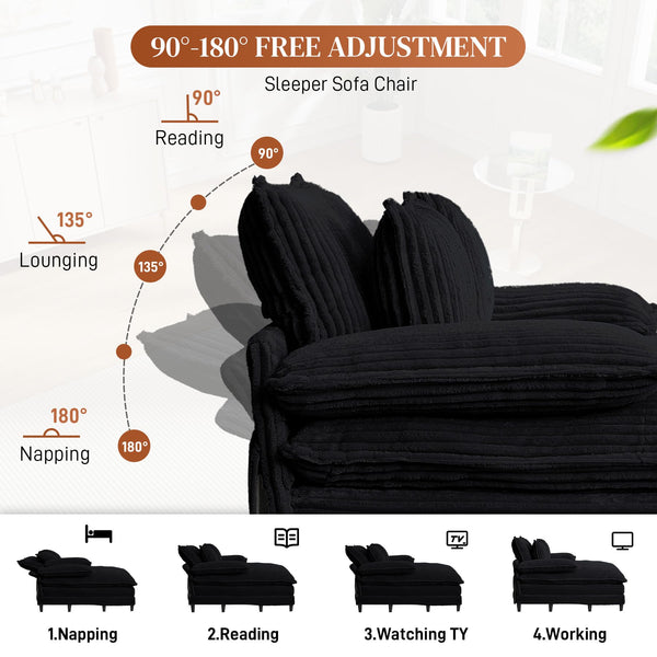 Oversized Indoor Chaise Lounge Chair with Adjustable Backrest