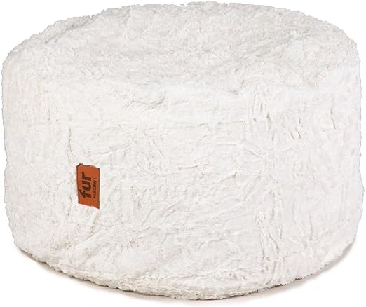 Faux Fur Bean Bag Pouf Footstool with Washable Cover