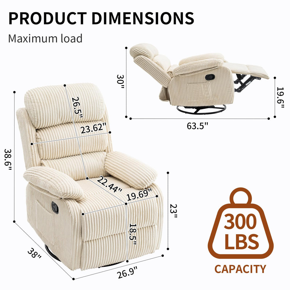 360° Rocking Recliner Chair with Footrest
