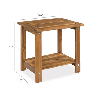 Acacia Wood 2-Tier Side Table