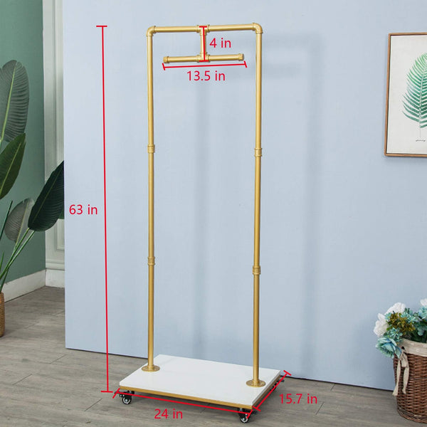 Industrial Pipe & Wood Rolling Garment Rack