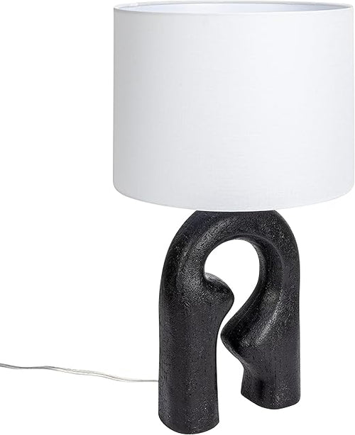 Abstract Sculptural Resin Table Lamp with White Drum Shade