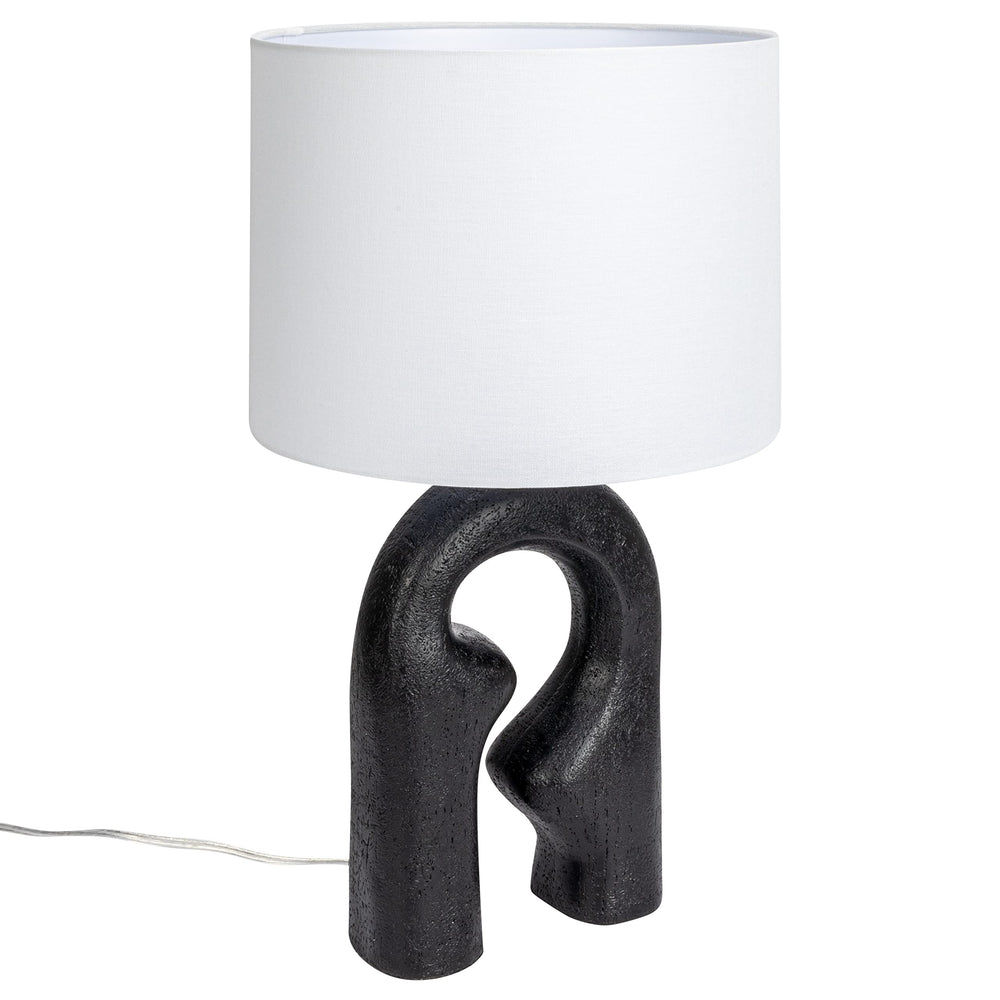 Abstract Sculptural Resin Table Lamp with White Drum Shade