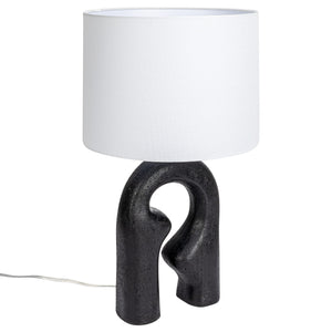 Abstract Sculptural Resin Table Lamp with White Drum Shade