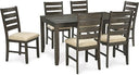 7-Piece Farmhouse Dining Table Set with 6 Upholstered Chairs