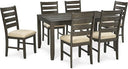 7-Piece Rectangular Dining Table Set with 6 Ladderback Chairs