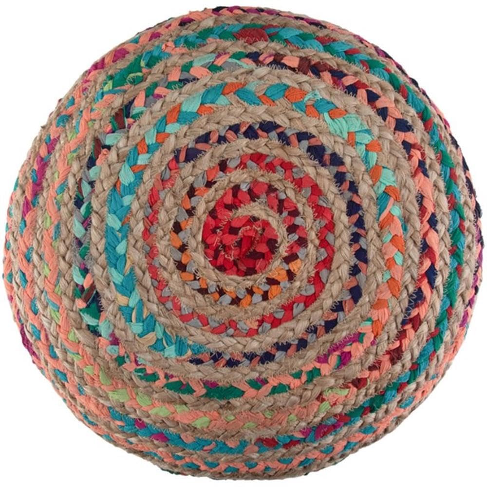 Round Braided Jute & Cotton Pouf – Set of 2