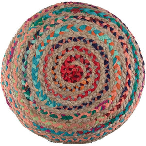 Round Braided Jute & Cotton Pouf – Set of 2