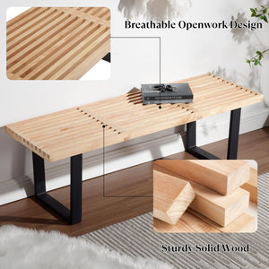 Solid Wood Dining & Entryway Bench with Metal Legs