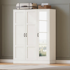 3-Door Mirrored Wardrobe Armoire with Adjustable Shelves