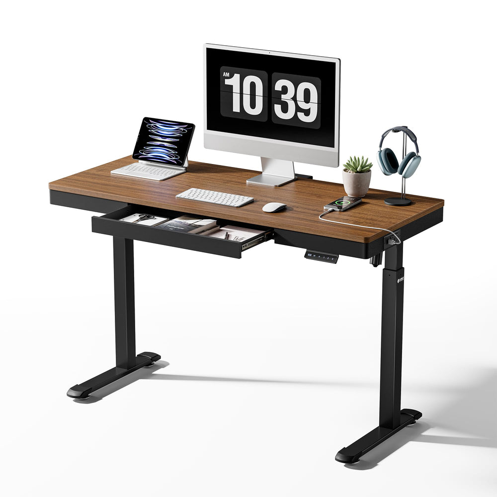 Electric Standing Desk with Drawer & Power Outlet – 55 Inch Adjustable Height