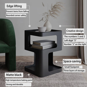 Metal Side Table with Storage – 3-Tier End Table