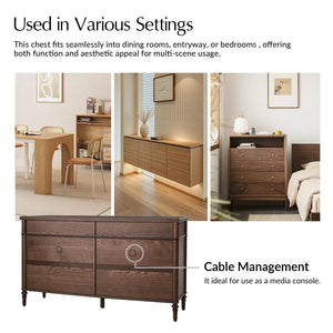 58" Wood Sideboard Cabinet with Fluted Drawers & 4 Doors