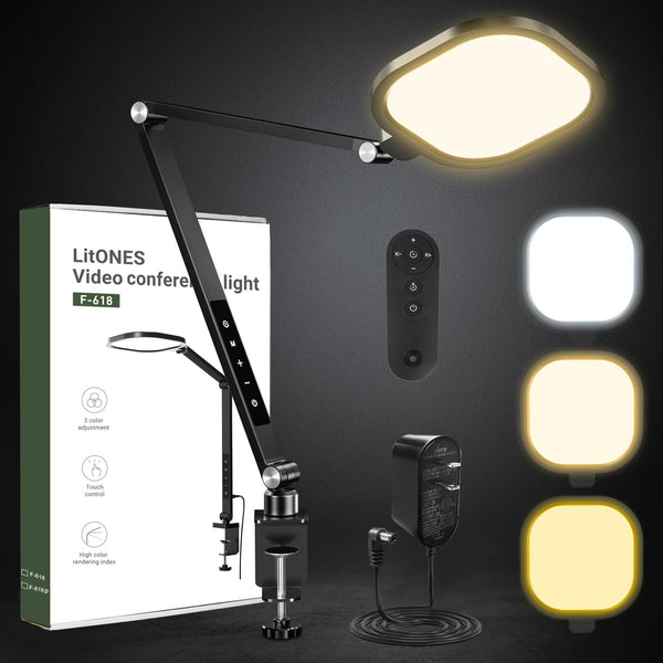 Dimmable Video Conference Light with Swing Arm & C-Clamp