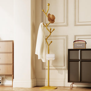 Tree-Shaped Metal Coat Rack Stand with 8 Hooks