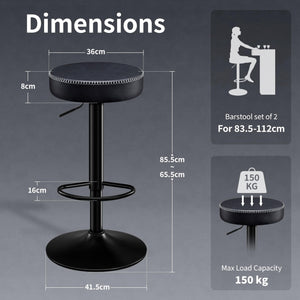 Swivel Adjustable Bar Stools Set of 2