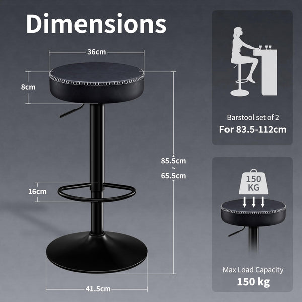 Swivel Adjustable Bar Stools Set of 2