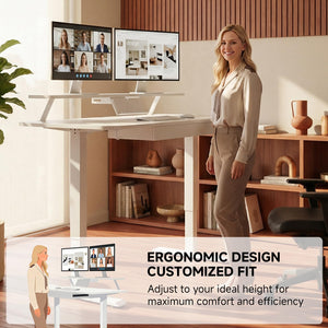 Electric Standing Desk with Drawers and Monitor Stand