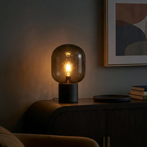 Cement Base LED Desk Lamp with Tinted Glass Shade