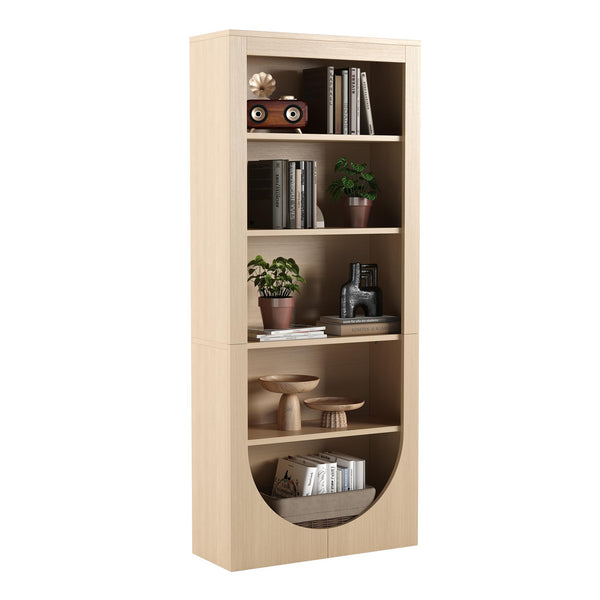 71" Tall Arched Bookcase – 5-Tier Open Wooden Bookshelf