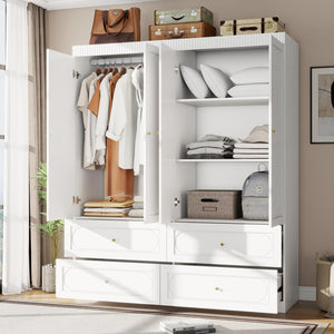 4-Door Armoire Wardrobe with Drawers