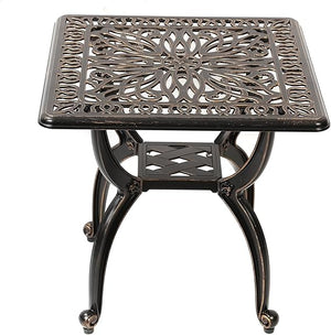 Cast Aluminum Ornate Floral Side Table