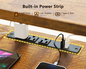 L-Shaped Electric Standing Desk 59 Inch with Monitor Shelf & Power Outlets