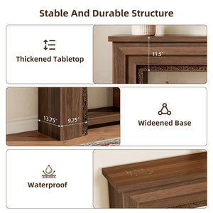 Wood Console Table with Double-Layer Open Storage — Rustic Brown