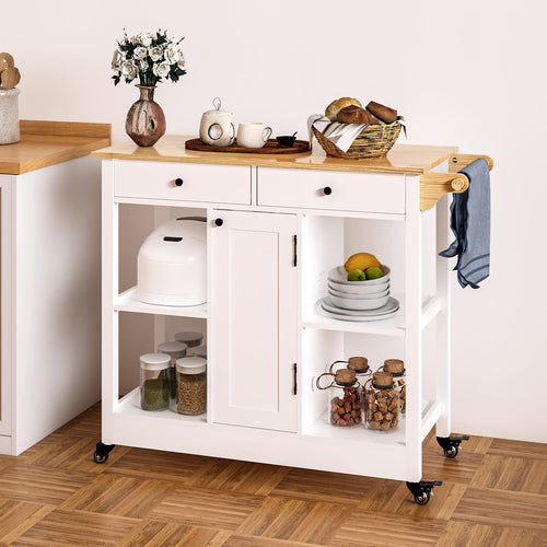 Rolling Kitchen Island Cart with Storage