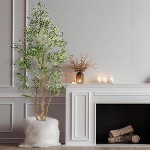 Artificial Olive Tree Indoor Outdoor - Faux Olive Plant with Realistic Leaves, Fruits & Moss Pot