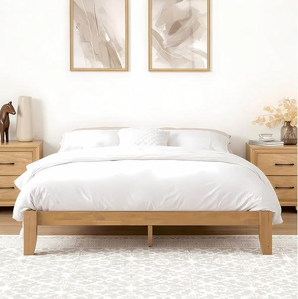 Japanese Joinery Solid Wood Bed Frame with Headboard