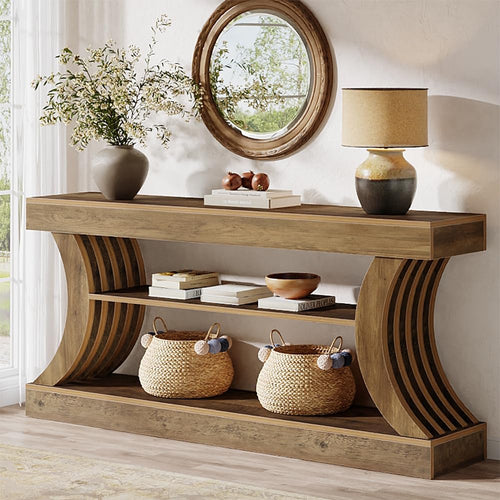 70.9" Farmhouse Console Table with 3-Tier Storage