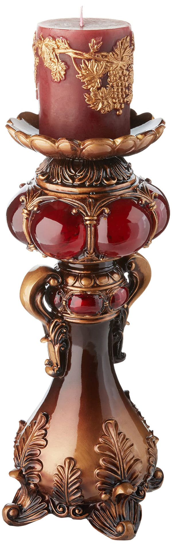 Burgundy Polyresin Pillar Candle Holder, 16"H