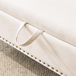 Upholstered Storage Bench with Rolled Arms & Nailhead Trim