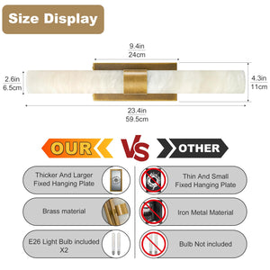 Brass Wall Sconce with Marble Shade – Bathroom Vanity Light