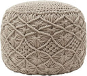 Hand Knitted Cotton Macrame Pouf Ottoman