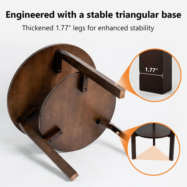 Round Side Table with 2-Tier Shelf