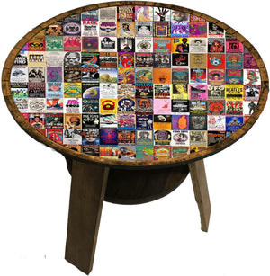 Round Music-Themed End Table with Shelf for Bar or Pub