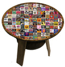 Round Music-Themed End Table with Shelf for Bar or Pub